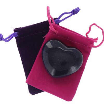 Blue Goldstone Heart Large in Pouch